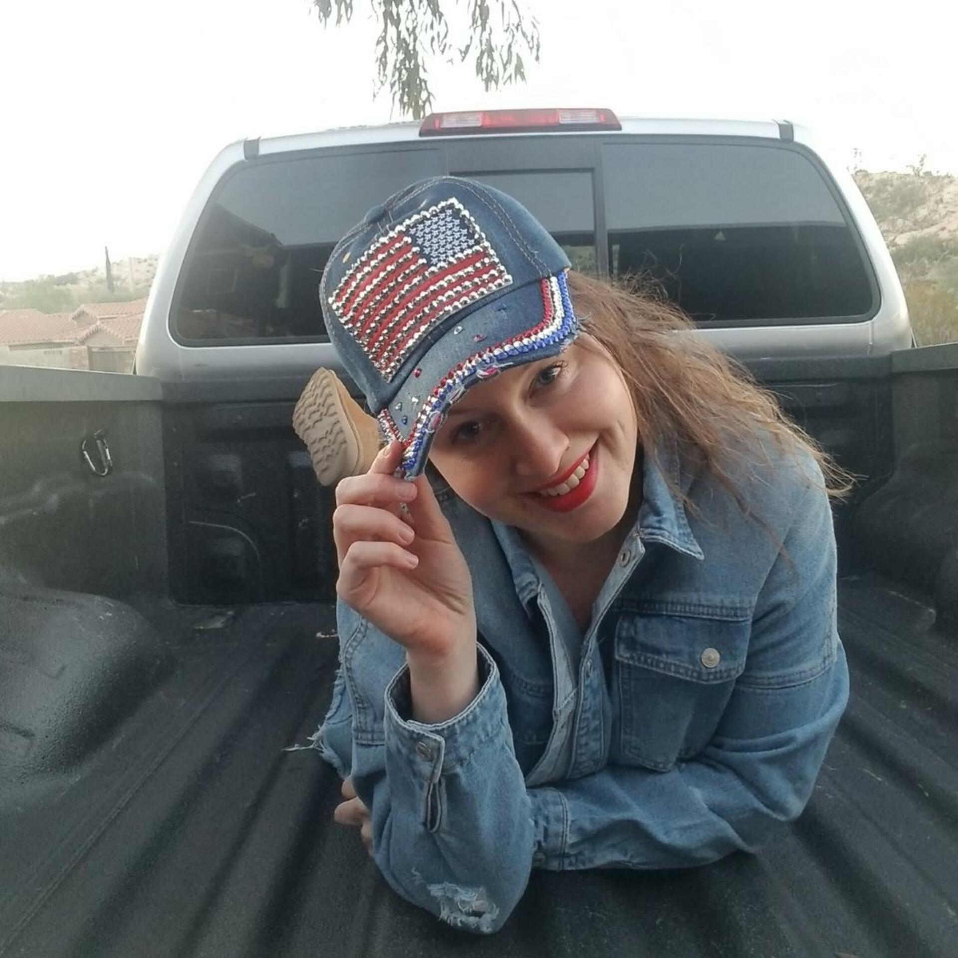 Popfizzy Women’s Bling Denim Baseball Caps example photo